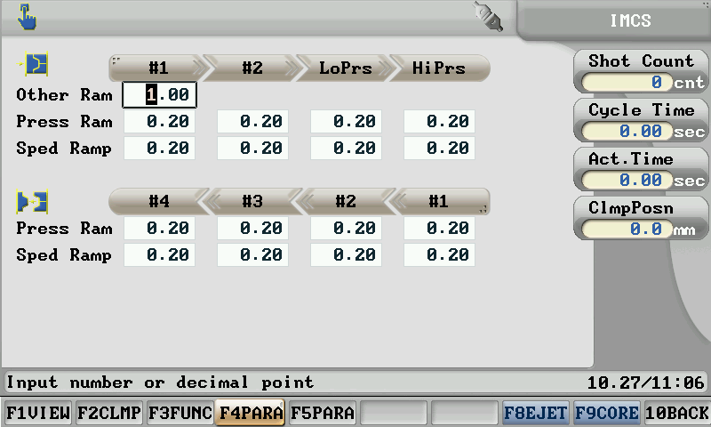 F4-parameters-for-mold-open-and-close-setting-screen-on-Guanxin-inejction-molding-machine